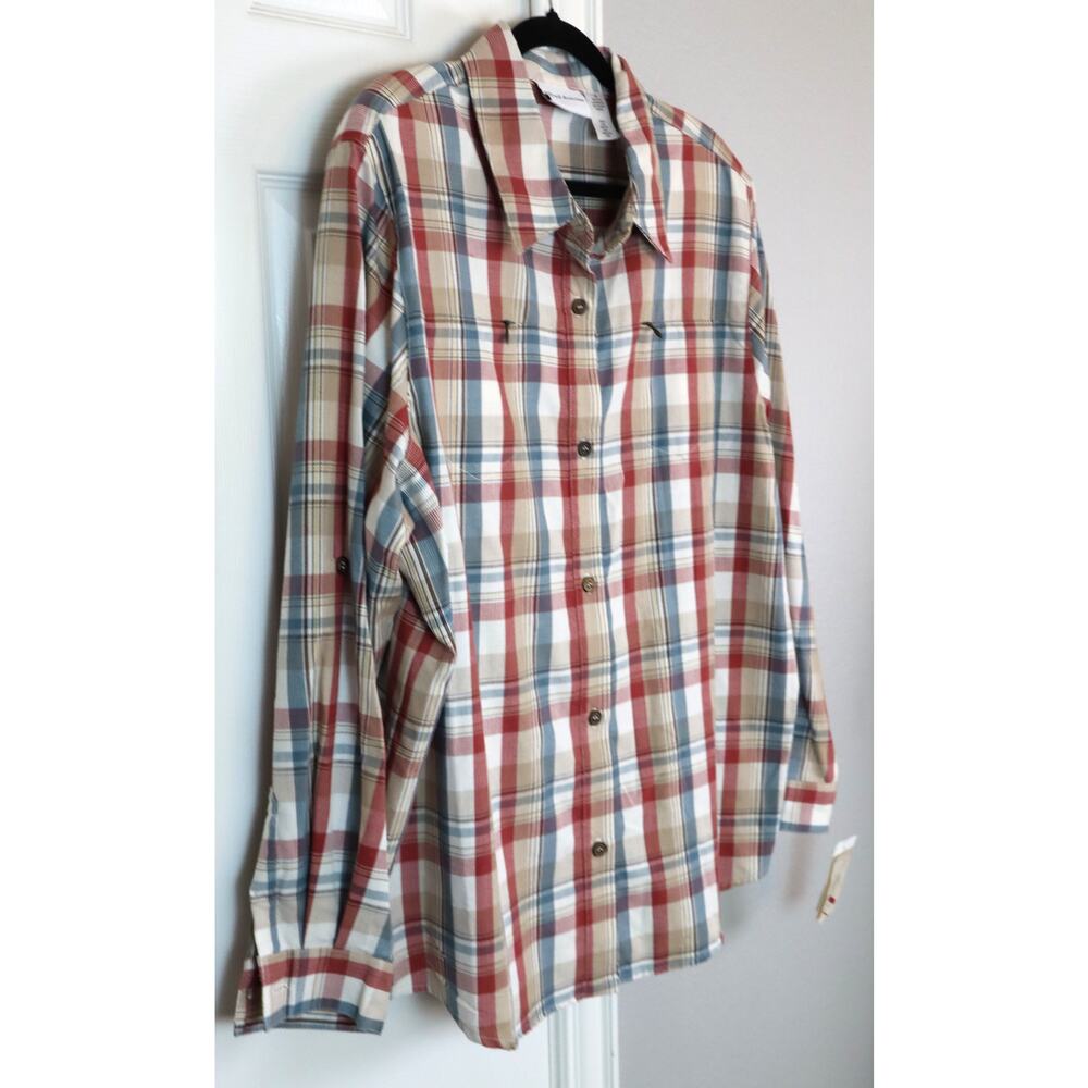 NWT Alfred Dunner Tartan Plaid Button Down Shirt Women Plus 20 Tunic Red Blue - Picture 3 of 8